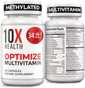 10X Health Optimize Methylated Multivitamin for Men - 90 Capsules, 34 in 1 Formula