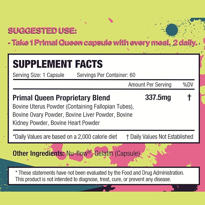 Primal Queen Beef Organ Superfood - 30 Day Refill，Female-Optimized Beef Organ Superfood Supplement (Beef Liver, Kidney, Heart, & 3 More) - 100% Grass Fed, Pasture Raised Cattle - Balance Hormones, Energy, & More for Women