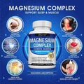 Magnesium Complex Supplement 8 Elemental 1000mg - Magnesium Glycinate, Citrate, Malate, Taurate, Chelated for Easy Absorption for Bones, Muscle, Recovery, Energy, Vegan Non-GMO 90 Capsules